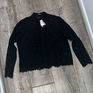 Express Black Lace Blouse